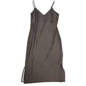 Gianni Bini Brown Gingham Slip Dress Size 10 Asymmetrical Hem Midi Y2K